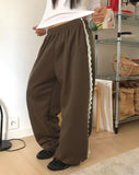[Brushed] Edie Lace Banding Strap Training Wide Long Pants