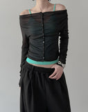 Bellin See-through Off-Shoulder Cardigan