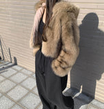 High Quality Egg Big Hood Crop Hip Mood Fur Jacket