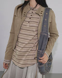 Slope vintage line cut zipper pocket jacket