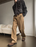 Mauve Wool Half-Banding Wide Slacks