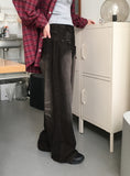 Tessing Catwashing Pocket Denim Long Wide Pants