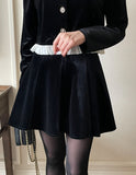 Edel Frill Neck Puff Velvet Jacket Blouse