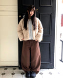 Sell Fluffy Fur Color Matching Quilted Hood Zip-Up Jumper