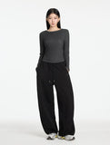 W Basic Side Pintuck Wide Balloon Sweatpants
