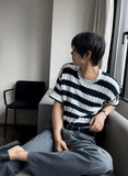 Baron cable stripe short sleeve knit