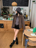 Dirt incision dyeing semi crop jacket