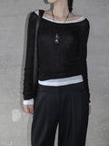 Wool 30% Boat Neck See-Through T-Shirt