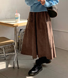 Loop banding corduroy cargo long skirt