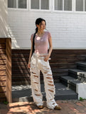 See-through layered button cap sleeve short sleeve