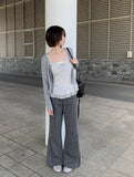 Surin Flower Frill Cardigan Sleeveless Set