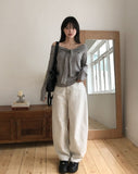 Niid Stripe Tie Off-shoulder Long Sleeve
