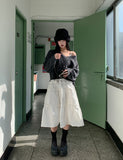 Bare Cable V-Neck Crop Knit