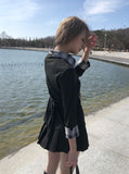 Padin Fake Layered Check Shirt Slim Ribbon T-shirt