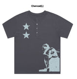 STAR2 Henley Neck Short Sleeve Tee