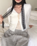 Rufun Angora Fur Silt Two Button V-neck Cardigan