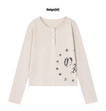 VINTAGE OF STAR Henley Neck Long Sleeve T-Shirt