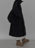 High-neck adjust double long coat