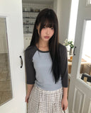 Senil Raglan Color Matching Three-Quarter T-shirt