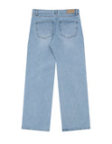 Semi-Wide Unbalanced Slit Denim Pants