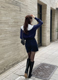 Sayeon Velvet Denim Mini Skirt Pants