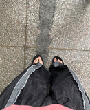 Socif line color matching denim banding pants