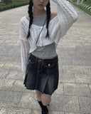 Koku denim pocket pleated skirt