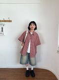 [unisex] Colmas Check Seersucker Short Sleeve Shirt