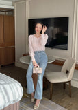 Chevind Washing Bootcut Denim Pants