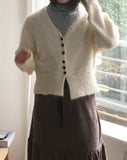 Moda year-end look cloud mel bokashi bean button wool knit cardigan