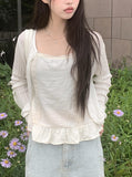 Lemin Summer Rib Round Loose Fit Long Sleeve Cardigan
