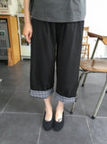 [BAONHAUS] Dairen Color Matching Roll-up Capri Pants
