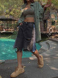 Line Track Damage Bermuda Pants