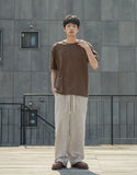 Slub Half U-Neck Short Sleeve T-Shirt