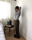 Emin Color Matching Banding Strap Pocket Bootcut Training Long Pants