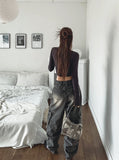 Stopper Washing Wide Cargo Denim Pants