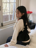 Miel Suede Shirring Ribbon Shoulder Bag