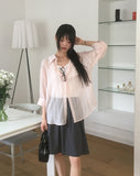 Netin Overfit See-Through Stripe Shirt