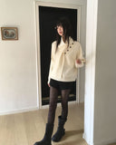 [Muffler SET] Seon Muffler Two-Way Button V-Neck Knit