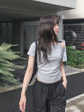 Cannon Layered Shirring Off-Shoulder T-Shirt
