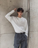 Rico Ribbed Cut-out Henley Neck Knit