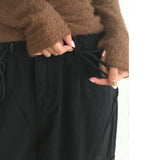 Burku Lace Strap Angora Long Sleeve T-Shirt