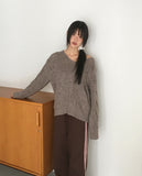 Kepi Wool Cable Fit Off-Shoulder V-Neck Knit