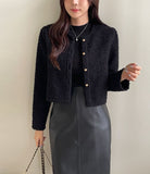 Demit Dumble Fluffy Crop Cardigan Jacket