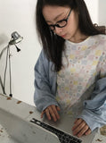 Hideni Flower Patchwork Punching T-shirt
