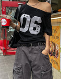 Number 6 Off Shoulder Raglan Short Sleeve