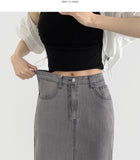 Summer Tencel Cooling Back Slit Span H-Line Denim Skirt