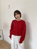Lucyuni Color Round Knit Cardigan