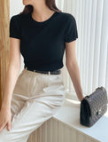 Tory Round Ribbed Span Short Sleeve T-shirt