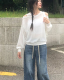 Fend Strap Wide Denim Pants